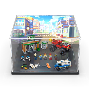 适用乐高60245 巨轮越野车大劫案积木模型亚克力展示盒透明收纳盒