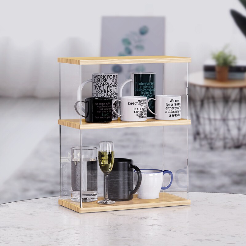原木亚克力水杯化妆品香水收纳架