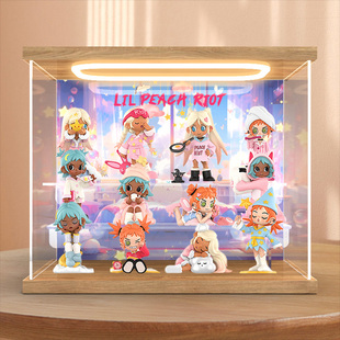 适用Lil Peach Riot小小叛桃彻夜狂欢盲盒手办亚克力防尘收纳盒