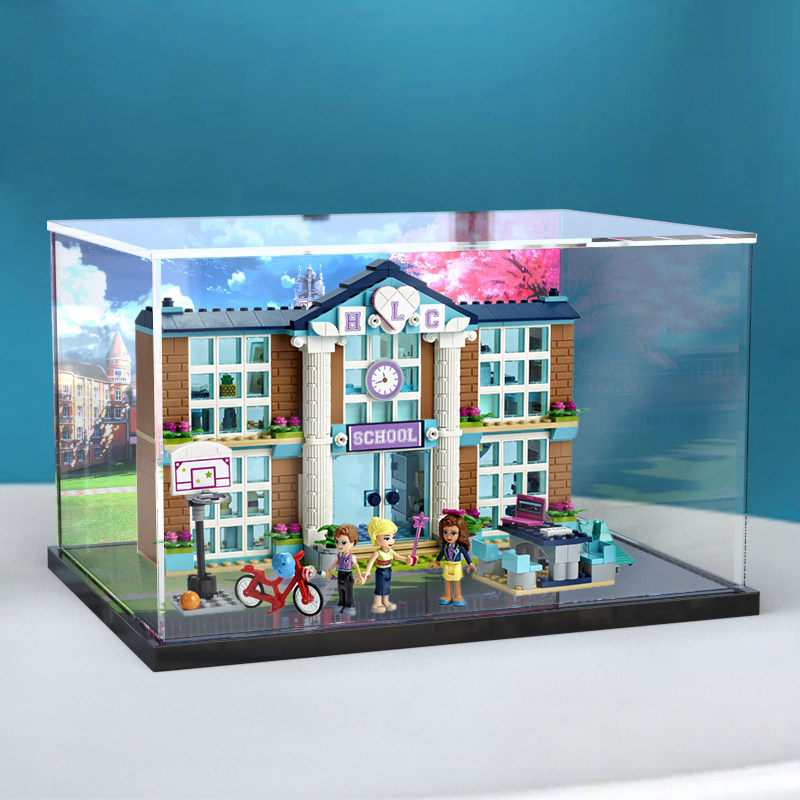 亚克力防尘展示盒适用乐高41682 美丽的心湖城校园拼装模型收纳盒