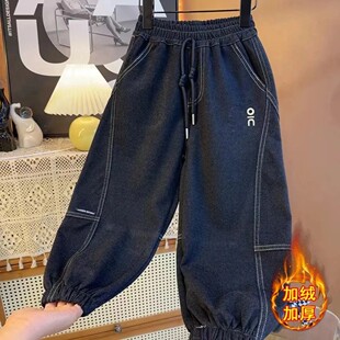 【加绒不加绒】针织牛仔裤男女童裤儿童牛仔冬季休闲裤久