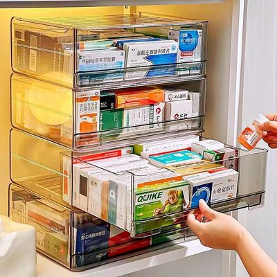 家用药箱家庭特大号抽屉式常用药品收纳盒多层大容量透明分类药柜