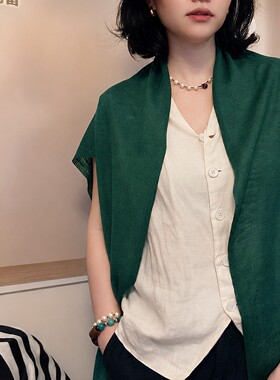 韩版纯色针织T形披肩女春秋薄款搭肩夏季空调房外搭坎肩洋气围巾