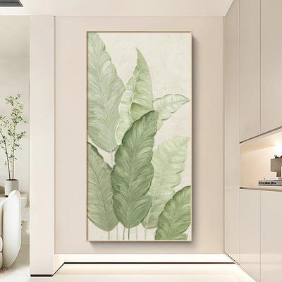 家大业大玄关装饰画奶油风入户门正对墙挂画现代简约肌理画芭蕉叶