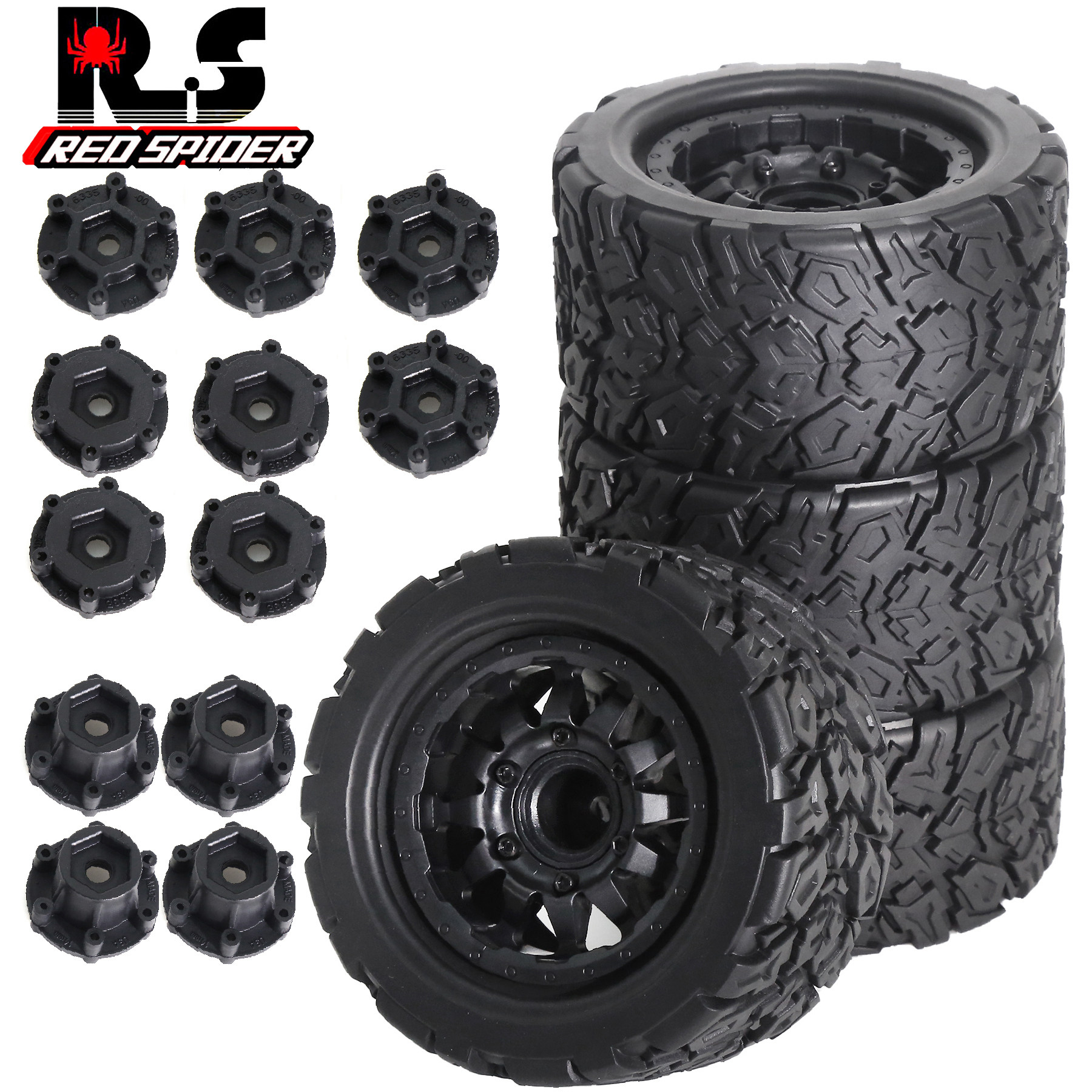 RS红蜘蛛1:10大脚轮胎traxxas田宫HPI京商arrma卡车12-14mm  W183