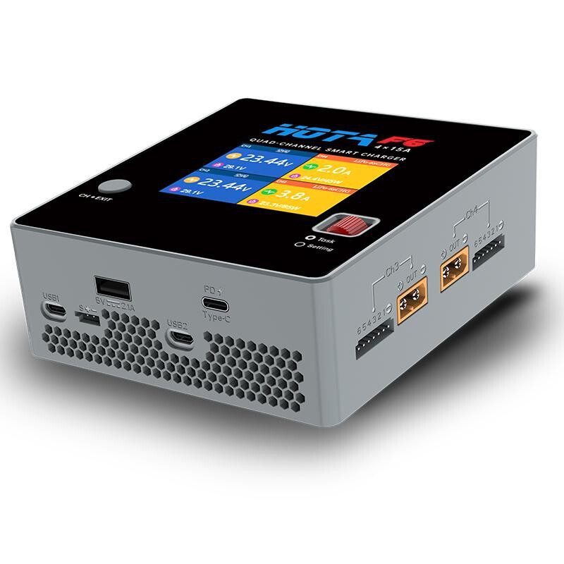 HOTA F6 四通道航模电池平衡充电器 DC 1000W 15A 支持合并充电