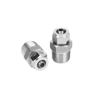 304/316不锈钢快拧直通终端接头四氟管软管PU管直通快拧接头1/4-8