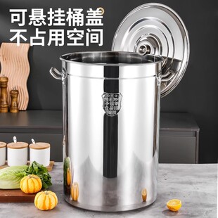不锈钢桶304加高汤桶加深商用圆桶带盖烧水桶加厚家用汤锅
