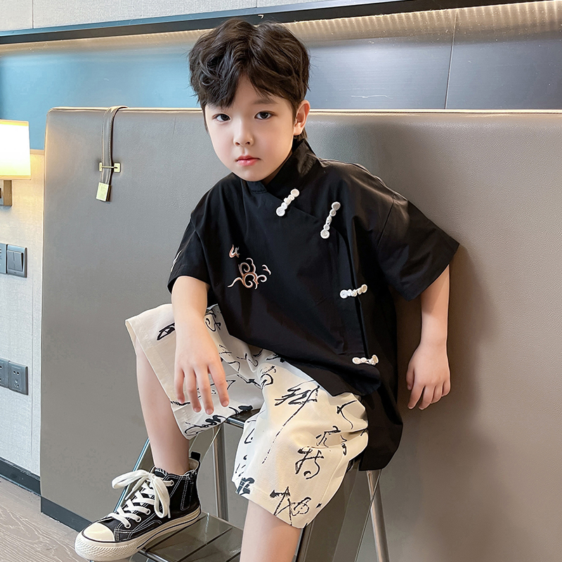 韩国男童汉服薄款套装中国风夏装儿童古装唐装男孩礼服国潮夏款酷