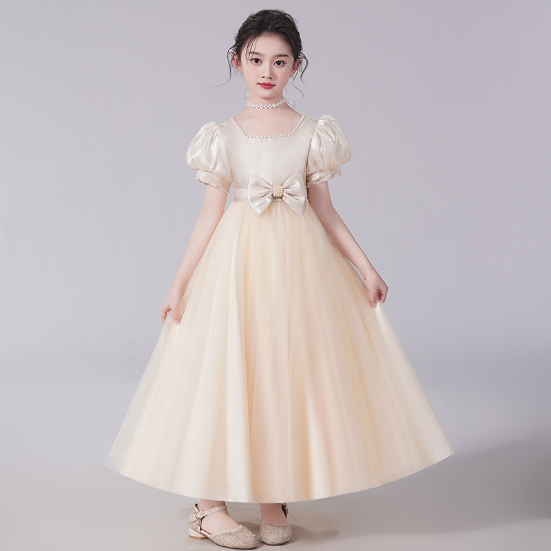 韩国儿童礼服公主裙夏季花童生日婚礼主持人小女孩走秀钢琴演出服