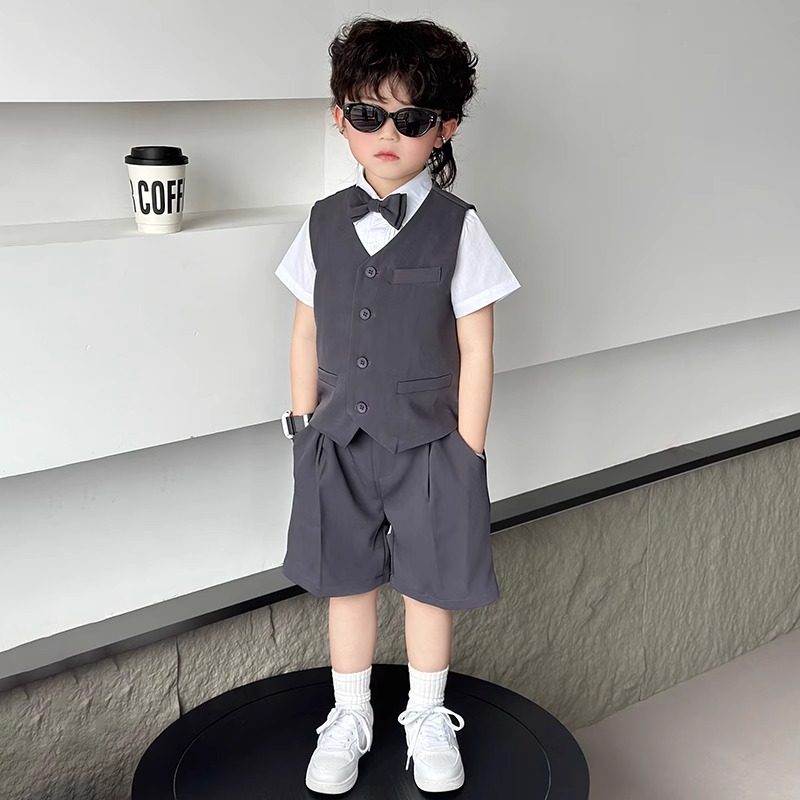 韩国男童主持人礼服套装夏季儿童小西装幼儿园毕业班服合唱演出服