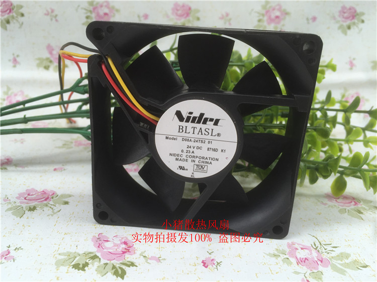 正品原装Nidec 8025 DC24V 80*80*25MM 变频器散热风扇 8厘米