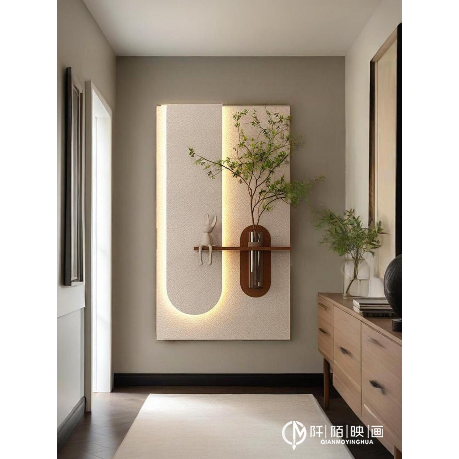 立体砂岩水培绿植玄关装饰画客厅背景墙挂画餐厅过道高级感壁画