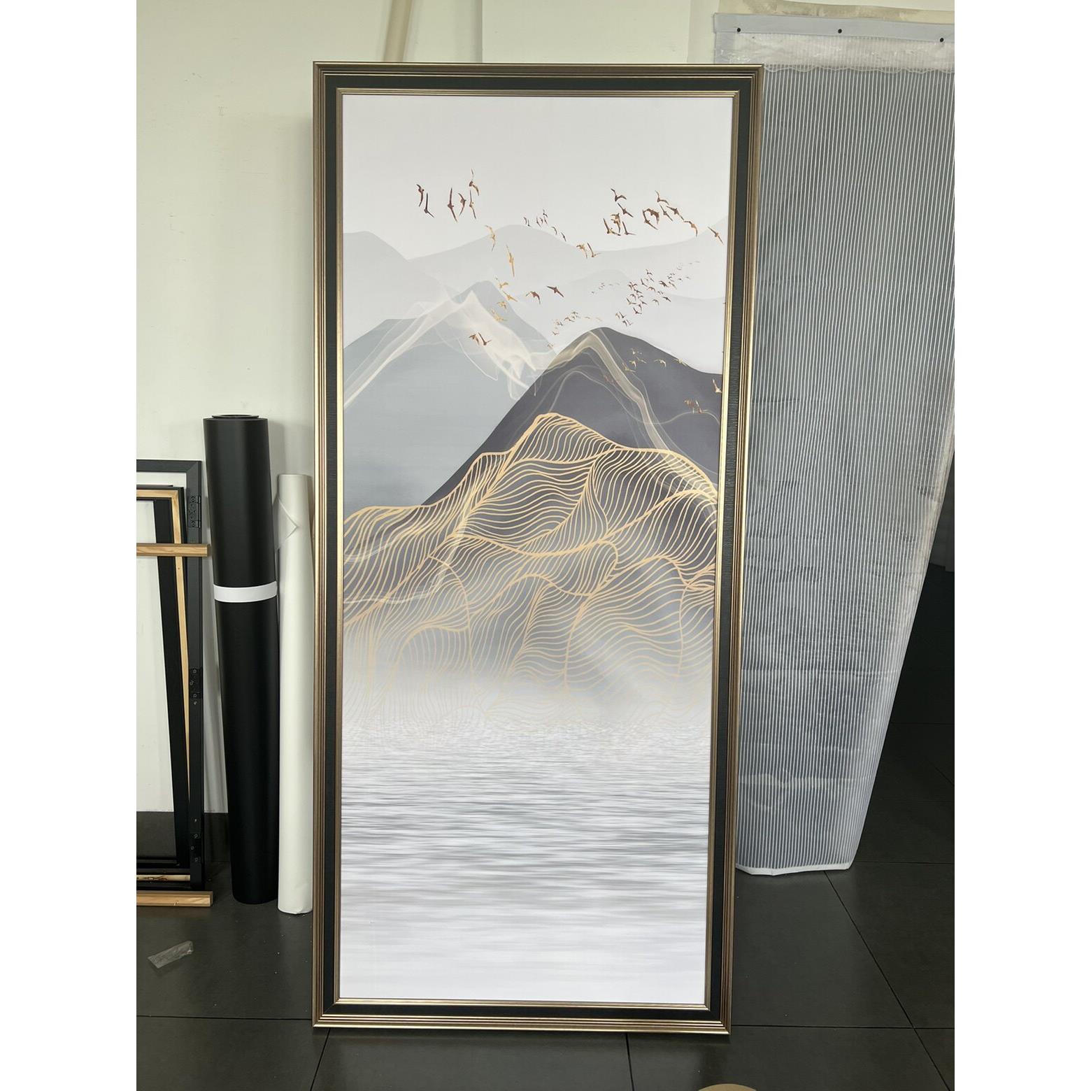 新中式山水装饰画 消防栓开门式挂画消火栓遮 强弱电箱画水电井画