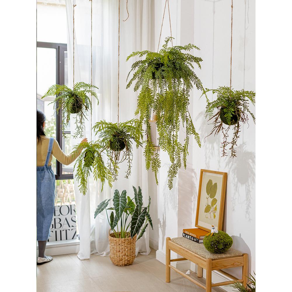 彷真蕨类垂吊假植物室内装饰壁挂假绿植墙小植物吊挂花卉摆件装饰