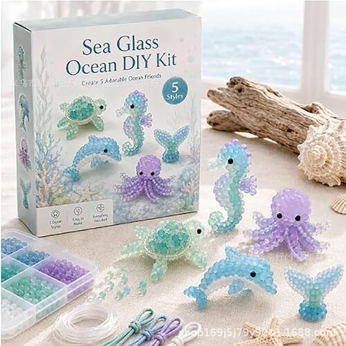 Sea Glass Ocean Animal DIY Bead Kit磨砂海玻璃风格串珠DIY套装