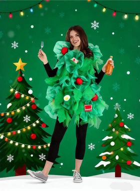 圣诞节新款 圣诞服圣诞装成人女装圣诞树cosplay服装连衣裙