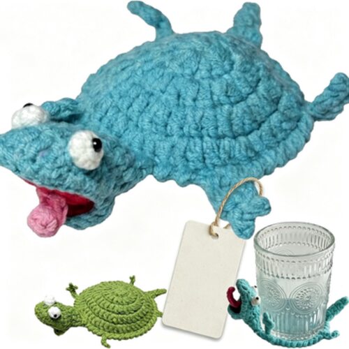 Funny Crochet Lizard Coasters趣味钩编蜥蜴杯垫