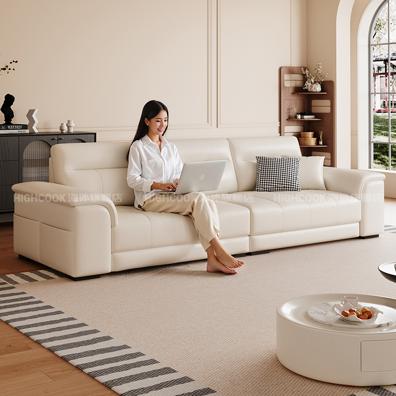 真皮沙发小户型现代简约客厅沙发家用直排办公室沙发整装家具