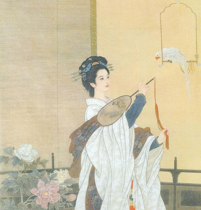 工笔人物国画底稿王美芳工笔人物4尺竖副白描10#打印稿宣纸稿