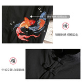 风春夏款锦鲤刺绣拼接盘扣五分袖宽松衬衫男A087-1-YM953-P65，男装T恤，电商A087-1