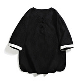 风盘扣短袖圆领提花t恤复古五分袖潮男A087-1-YM612-P55控65，男装T恤，电商A087-1