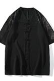 新中式风夏款拼接盘扣宽松汉服唐装短袖T恤A087-1-YM951-P55，男装T恤，电商A087-1
