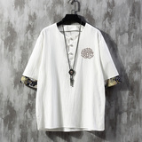 风2025圆领盘扣五分袖薄款荷花刺绣T恤男A087-1-YM902-P55,男装T恤,电商A087-1, 风2025圆领盘扣五分袖薄款荷花刺绣T恤男A087-1-YM902-P55,男装T恤,电商A087-1,