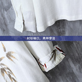 风亚麻盘扣长袖衬衫竹叶刺绣拼接古装衬衣A087-1-YM716-P85，男装衬衫，电商A087-1