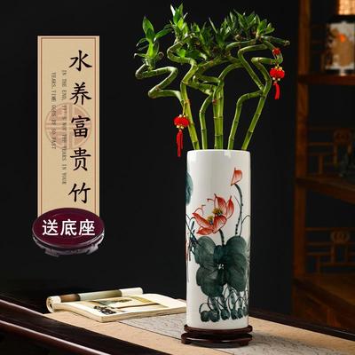 景德镇陶瓷富贵竹花瓶水培培大号直筒客厅电视柜插花摆件装饰落地