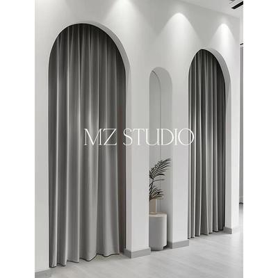 试衣间门帘定制现代简约灰色丝绒试衣间纯色窗帘服装店试衣间