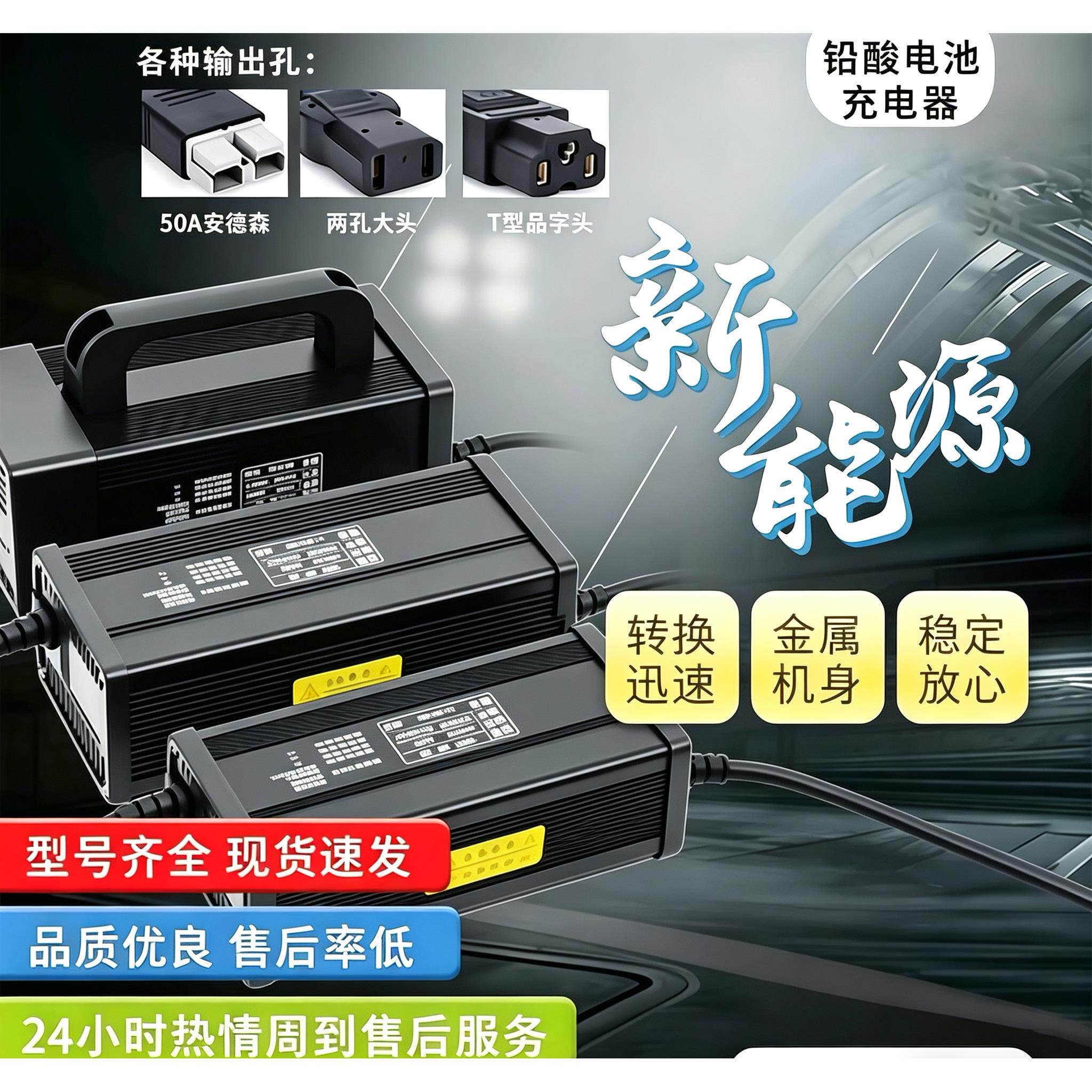 新能源电动三四轮车叉车12V48V60V72V铅酸电池大功率充电器10A15A