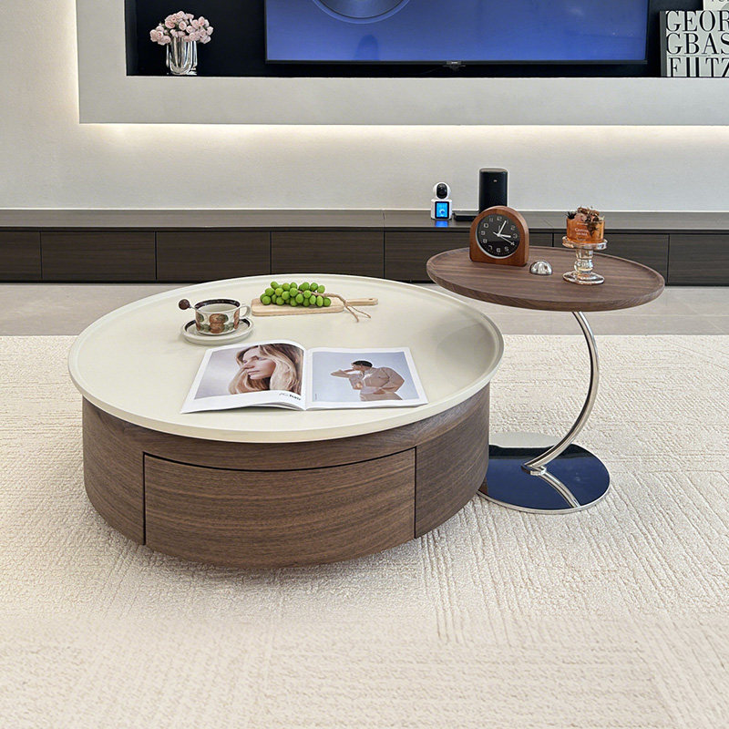 中古风大小圆茶几组合2026新款客厅轻奢家用小户型高级感圆形茶几