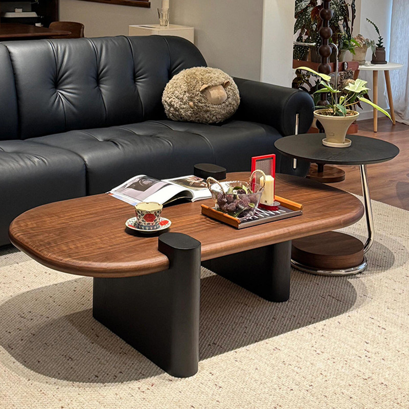 2026新款中古风小户型家用客厅茶几组合现代轻奢意式高端椭圆茶几