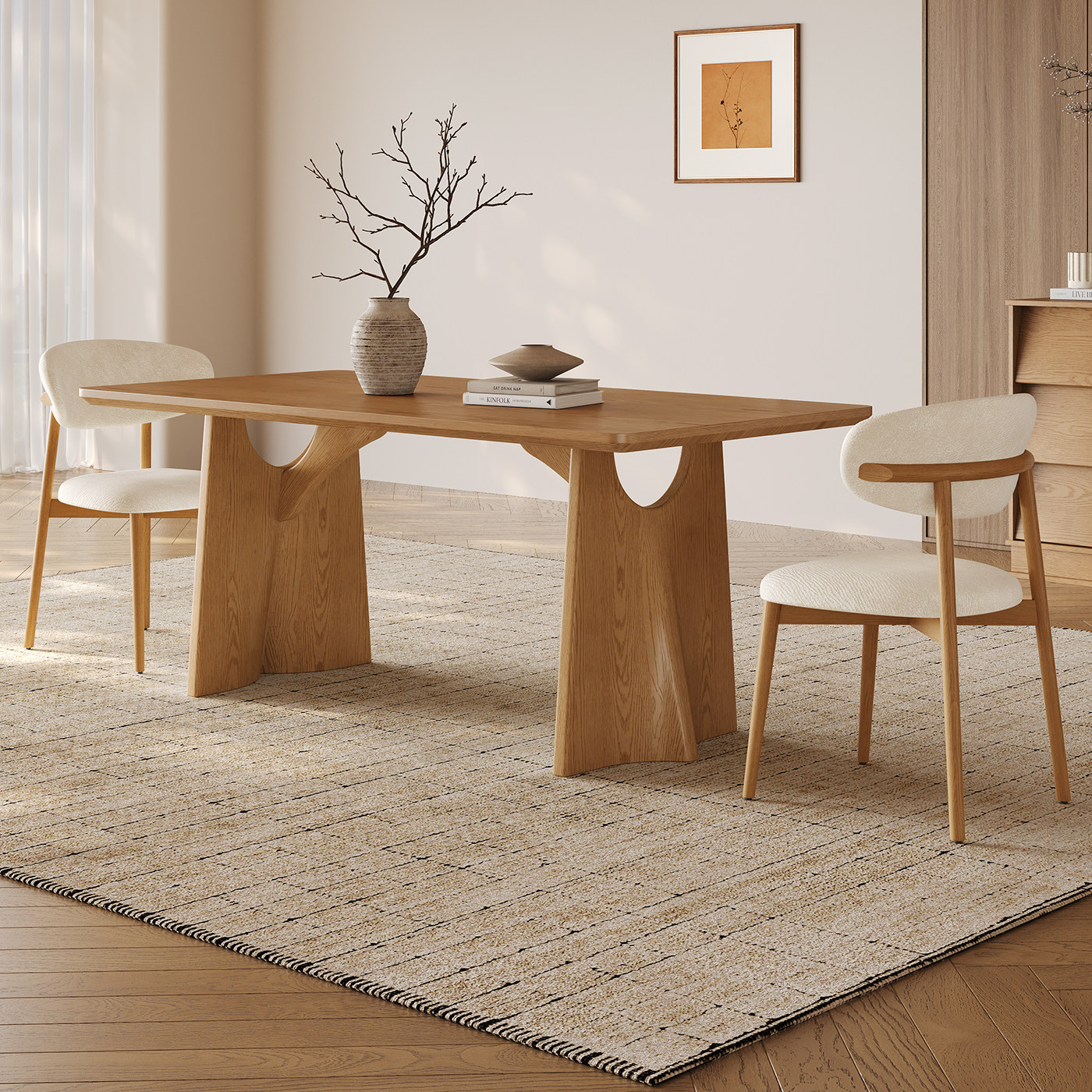 奥古斯特 实木餐桌长方形家用客厅白蜡木2025新款飞鸦原木色餐桌