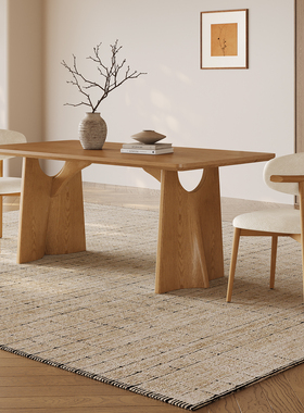 奥古斯特 实木餐桌长方形家用客厅白蜡木2025新款飞鸦原木色餐桌