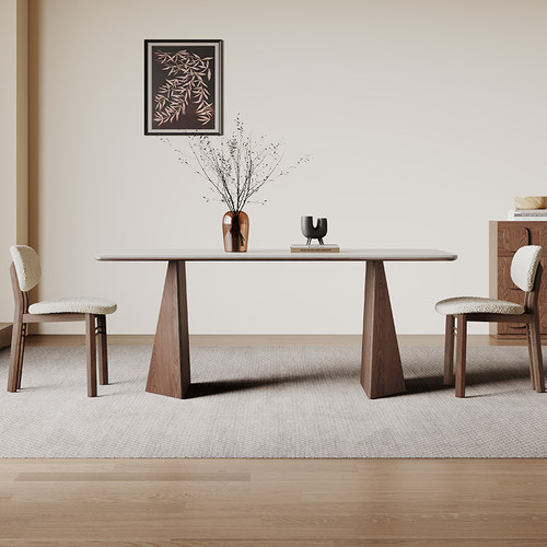 奥古斯特实木岩板餐桌