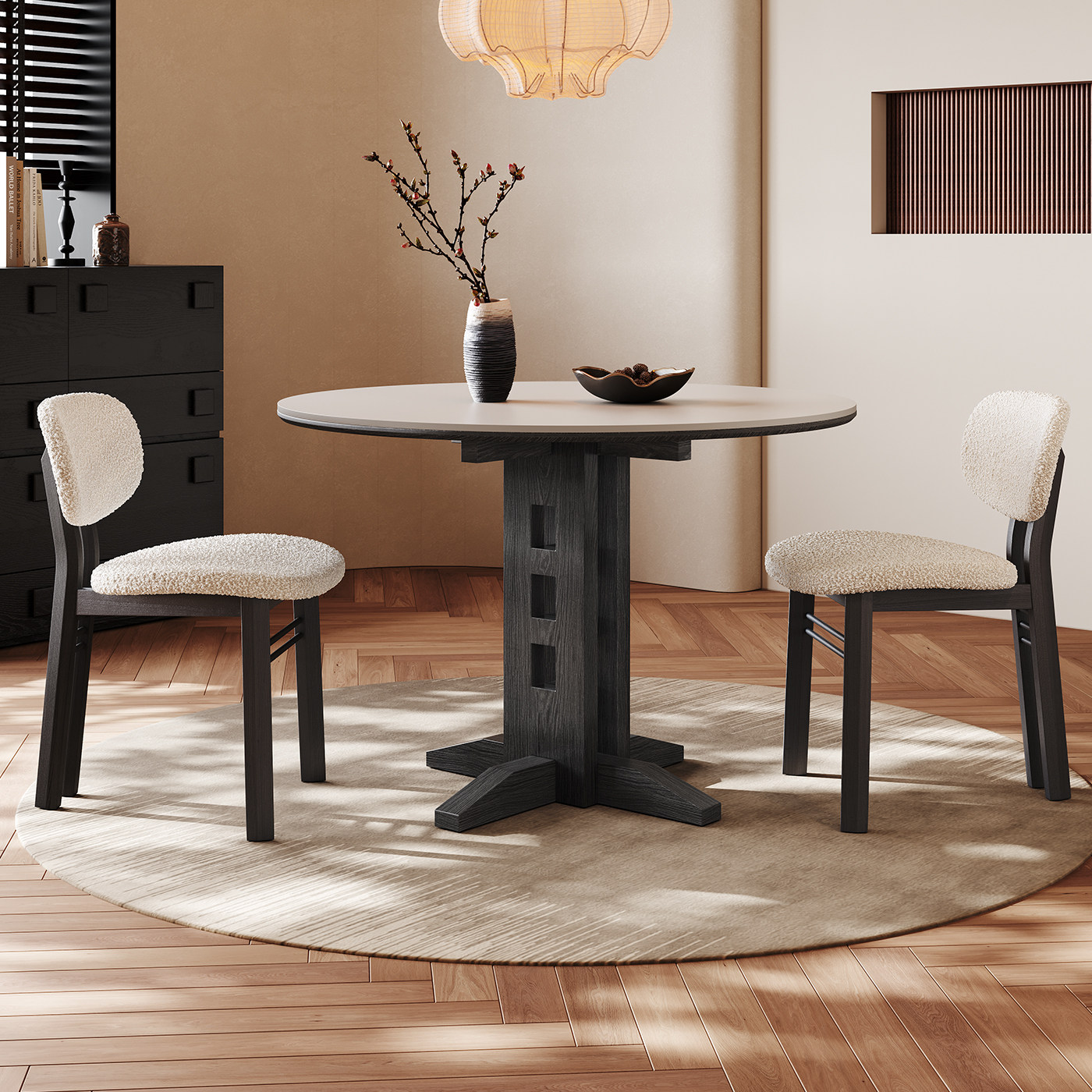 奥古斯特岩板实木餐桌圆形设计师2026新款法式复古小户型圆形餐桌,住宅家具,岩板餐桌,淘宝优惠券,粉丝福利购,淘宝优惠卷