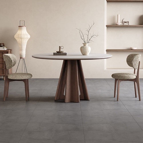 奥古斯特实木圆餐胡桃色