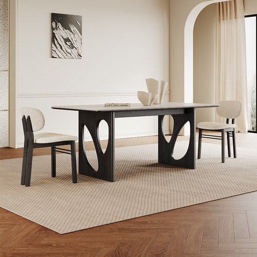 奥古斯特法式复古黑色实木餐桌