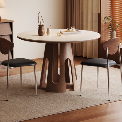 奥古斯特圆形家用哑光岩板餐桌