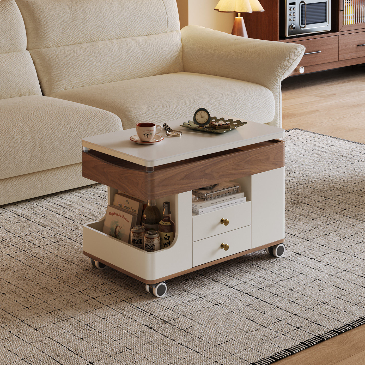 可移动茶几小推车客厅家用小户型2025新款多功能储物升降岩板茶几,住宅家具,移动边几/推车,淘宝优惠券,粉丝福利购,淘宝优惠卷