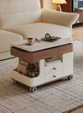 可移动茶几小推车客厅家用小户型2025新款多功能储物升降岩板茶几