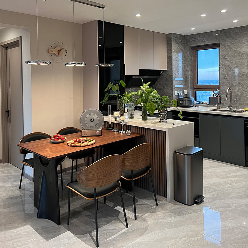 实木餐桌长方形家用白蜡木中古风小户型2026新款飞鸦实木岛台长桌