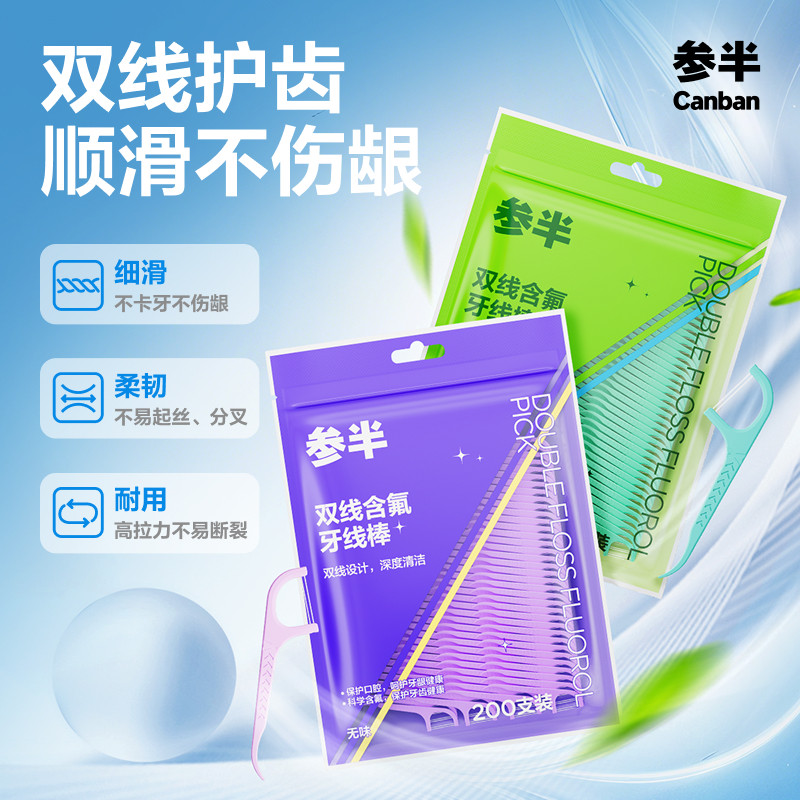 参半牙线双线含氟牙线便携大容量图片