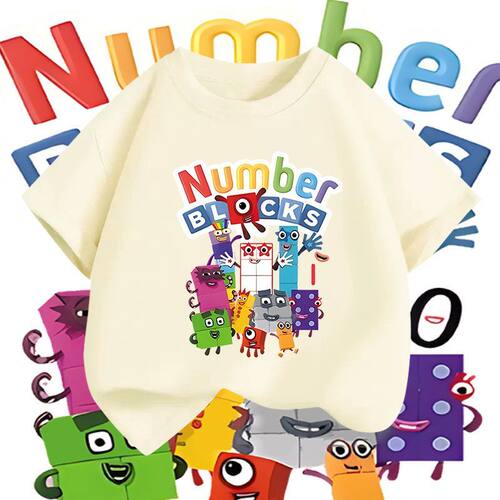 Numberblock数字积木男女童纯棉透气短袖t恤儿童半袖上衣生日礼物