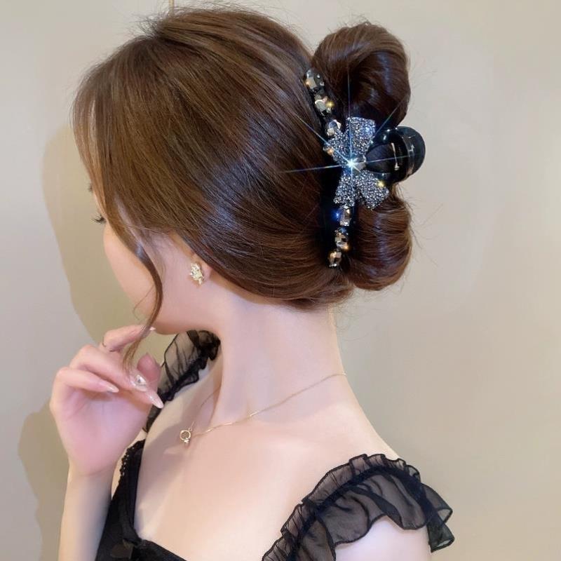 满钻蝴蝶结大号抓夹高级感盘发发夹女后脑勺2024新款气质夹子头饰