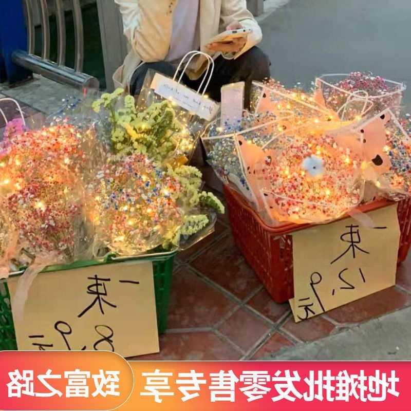 满天星带灯花束摆摊干花自然风干真花客厅插花礼品盒材料