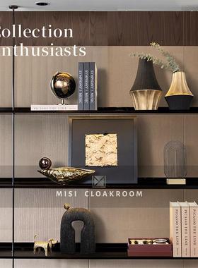 现代简约展厅样板间客厅书房书桌书架摆件家居民宿高级感软装饰品