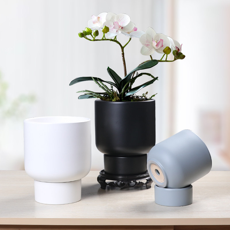 简约花盆陶瓷高款分离托盘家用客厅摆件创意绿植兰花蝴蝶兰专用盆,鲜花速递/花卉仿真/绿植园艺,花盆,淘宝优惠券,粉丝福利购,淘宝优惠卷